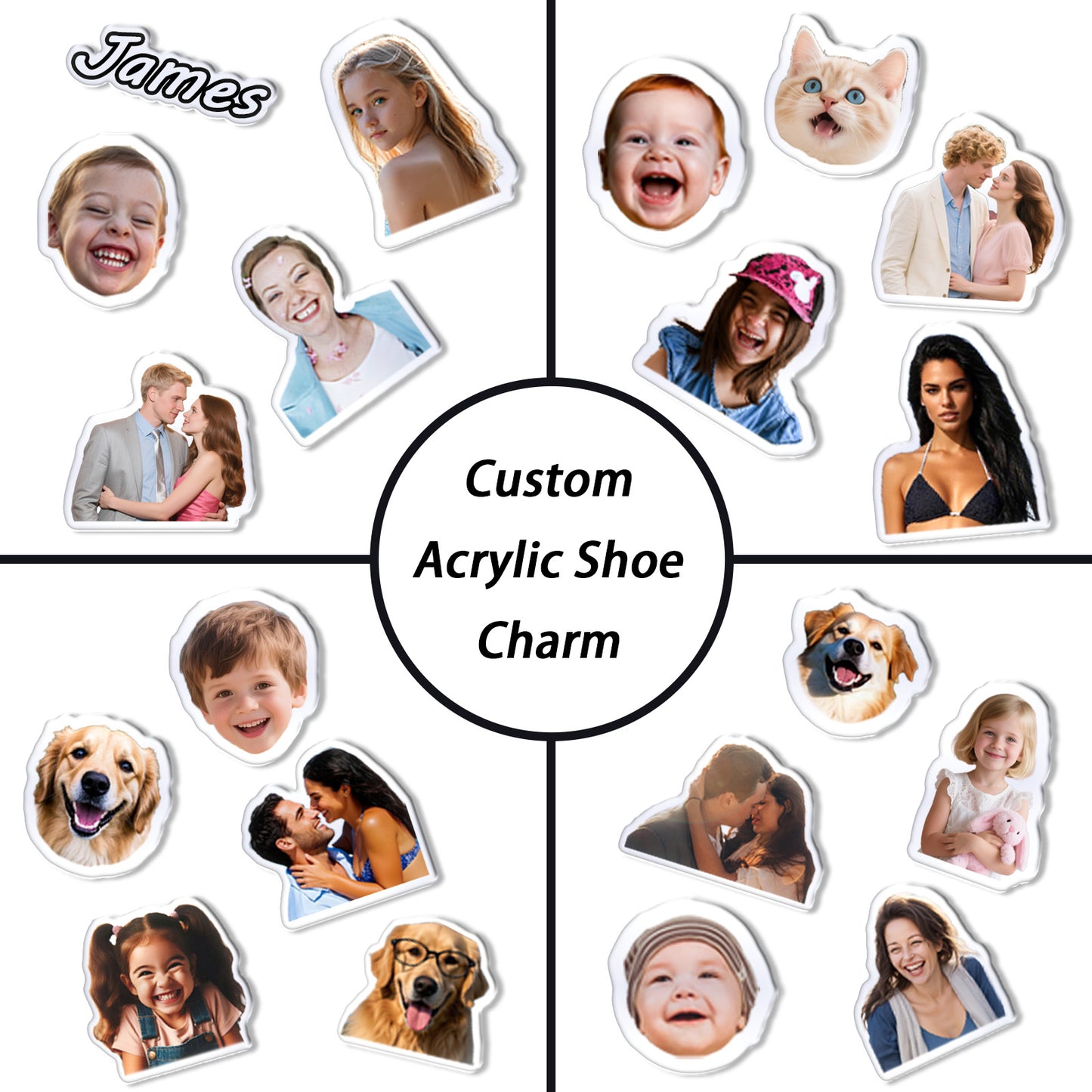 Custom Acrylic Shoe Charms with Photo and Text Personalized Shoe Charms Decoration Party Gifts for Boys Girls Kids Women