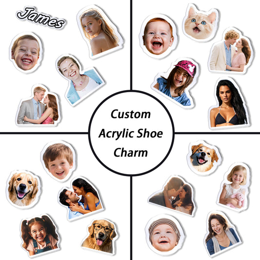 Custom Acrylic Shoe Charms with Photo and Text Personalized Shoe Charms Decoration Party Gifts for Boys Girls Kids Women