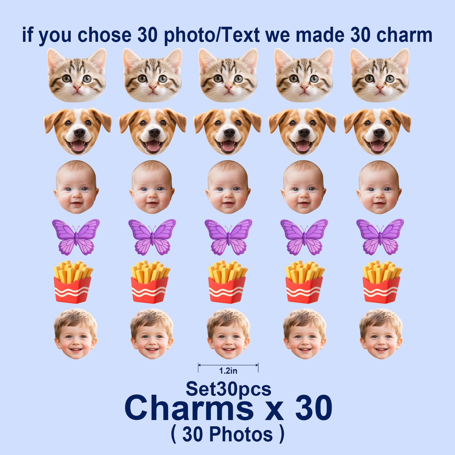 Custom Acrylic Shoe Charms with Photo and Text Personalized Shoe Charms Decoration Party Gifts for Boys Girls Kids Women