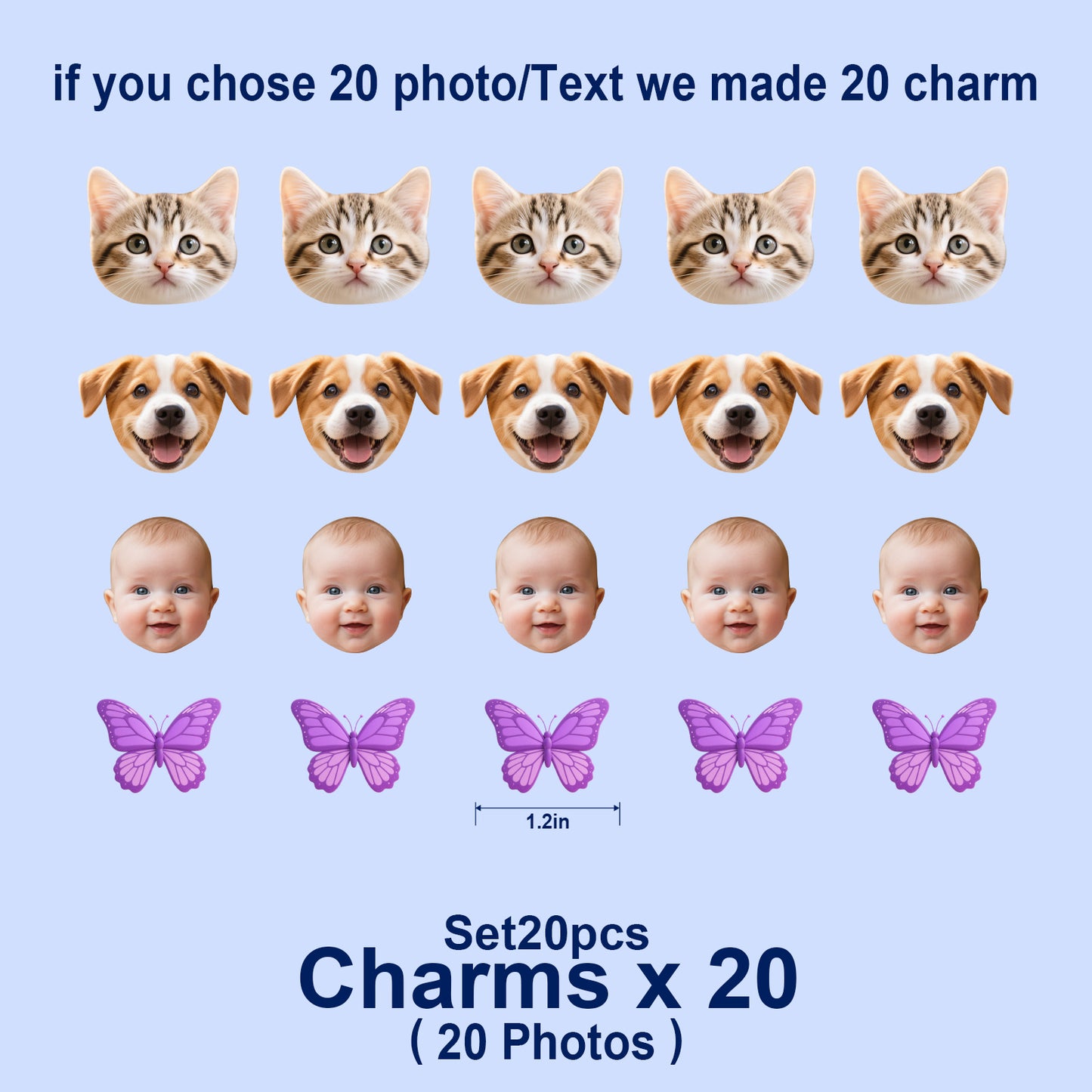 Custom Acrylic Shoe Charms with Photo and Text Personalized Shoe Charms Decoration Party Gifts for Boys Girls Kids Women